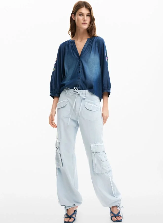 DESIGUAL Embroidered balloon blouse